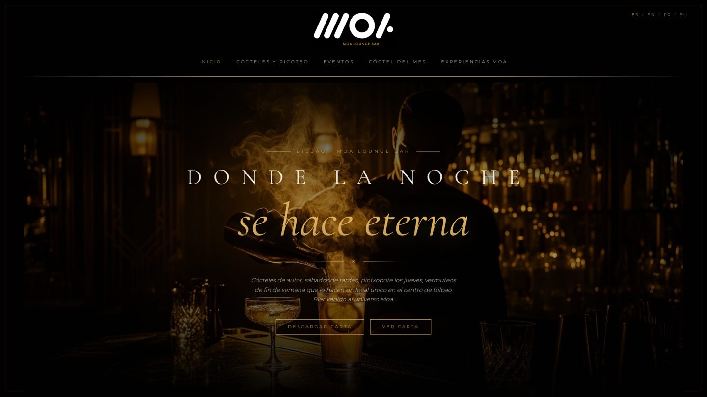 Web de MOA Lounge Bar — Coctelería de Autor